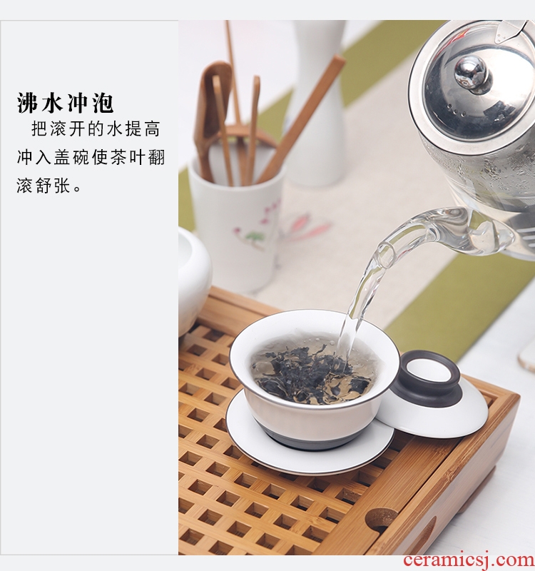 The Product porcelain hui xuan wen zen tea set square bamboo tea tray was kung fu tea set of a complete set of ceramics