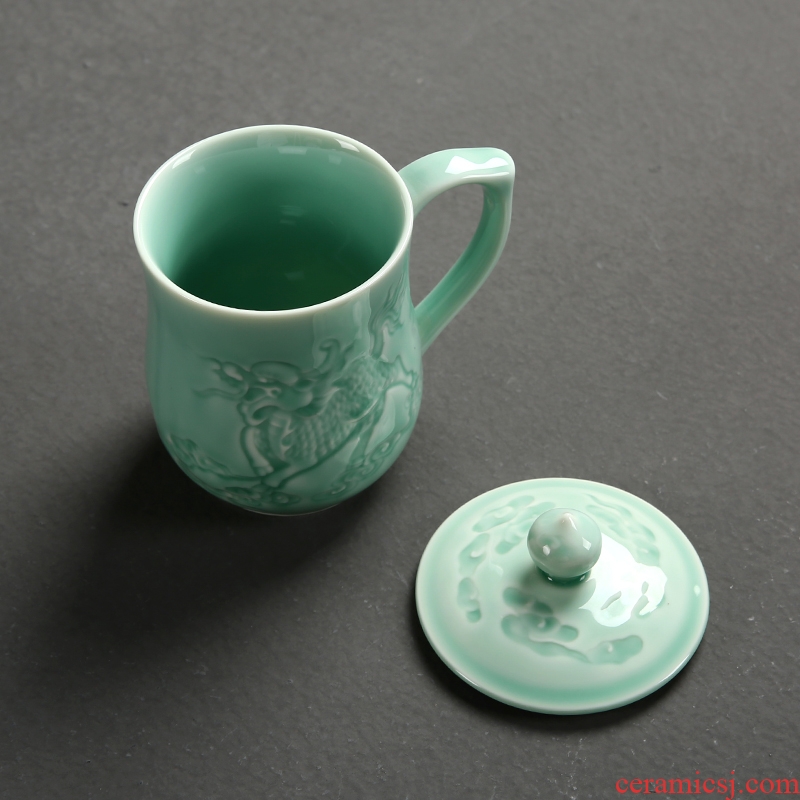 Passes on technique the up celadon office meeting personal ceramic tea cup with cover filter household gifts tea cups