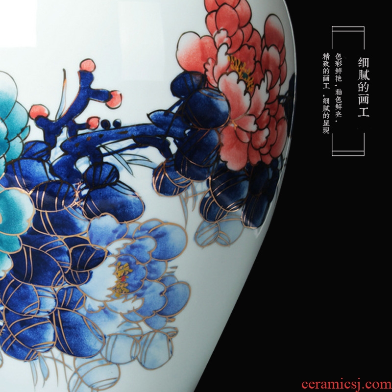 The see colour blue and white porcelain of jingdezhen ceramics vase blooming flowers, vases, Chinese style living room a study place decoration