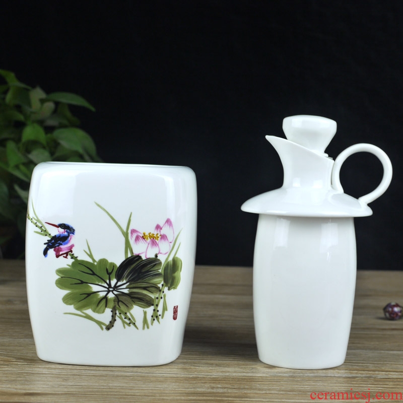 Jingdezhen ceramic temperature wine pot 1 catty ceramic bottle heating hip warm wine bottle of 500 ml wine to elders