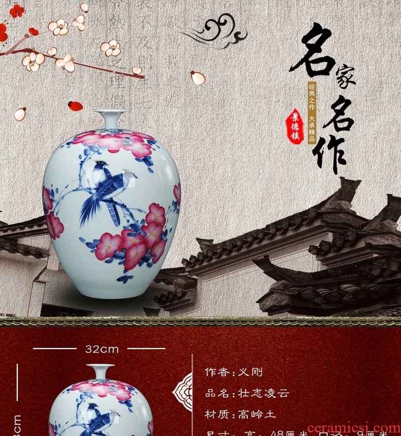Jingdezhen blue and white youligong hand - made ceramics painting of flowers and Chinese style household handicraft furnishing articles furnishing articles vase