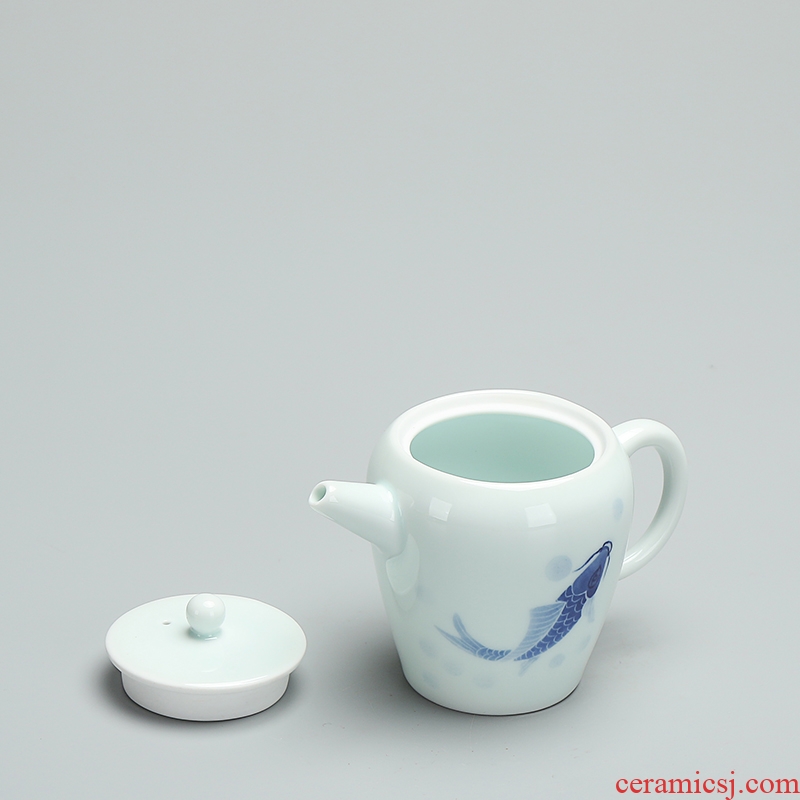 Quiet life hand - made name plum shadow blue teapot celadon pot kung fu tea set ceramic teapot filter ball by hand