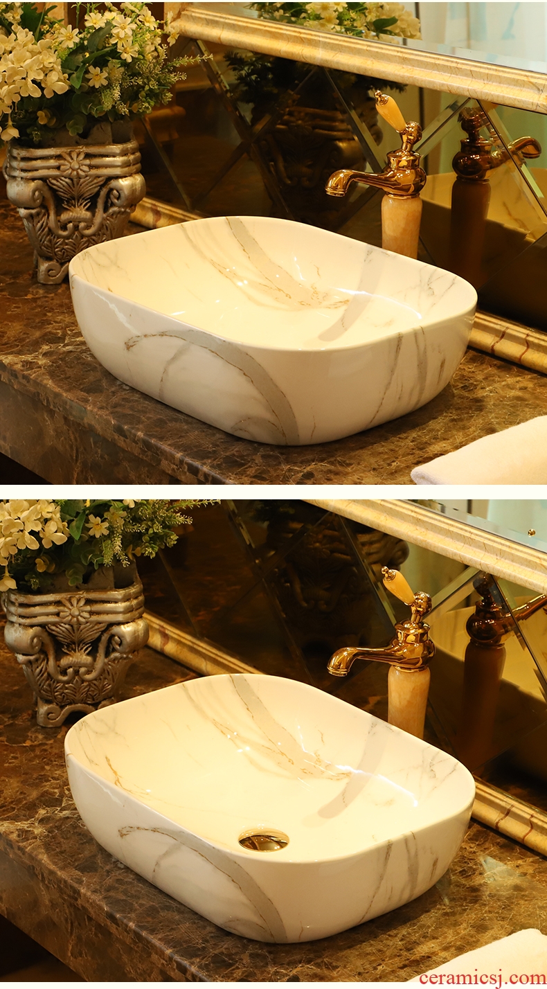 Square stage basin imitation marble ceramic lavabo European household hotel toilet wash basin sinks