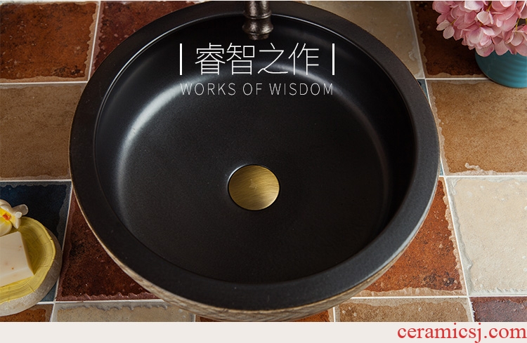 Jingdezhen American stage basin basin ceramic table circular bathroom sink basin simple restoring ancient ways