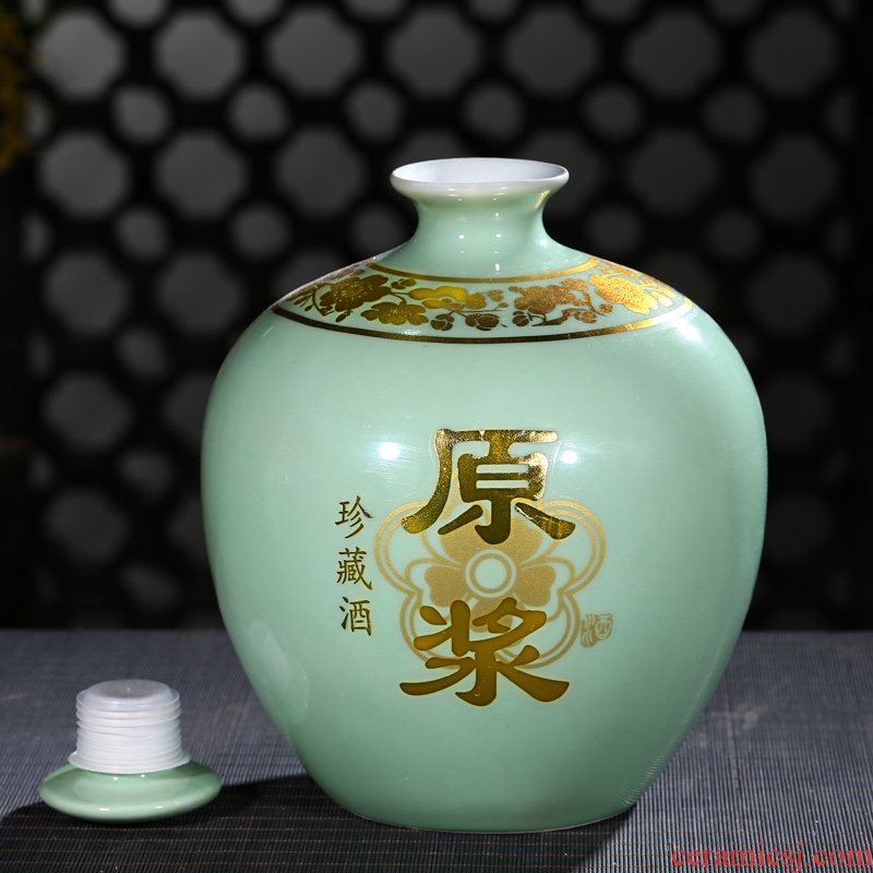 Jingdezhen ceramic bottle 1 catty 2 jins of 3 kg 5 jins of 10 jins jars sealed tank storage bottles of wine bottle is empty