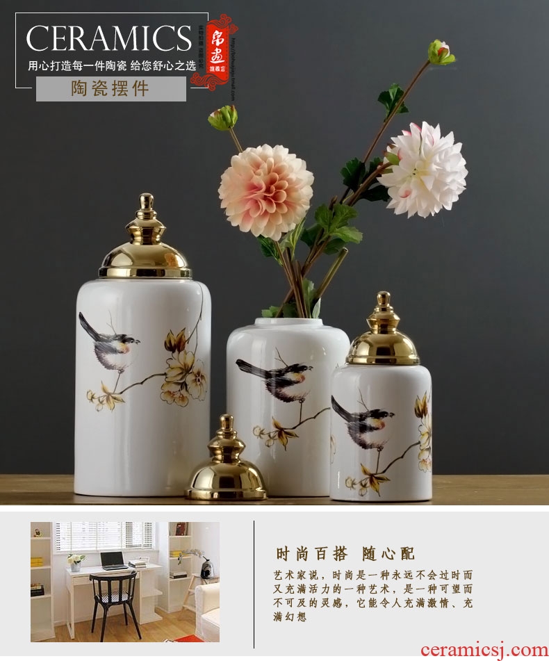 Jingdezhen ceramic furnishing articles gold - plated vase European - style home sitting room porch table desktop decoration ideas