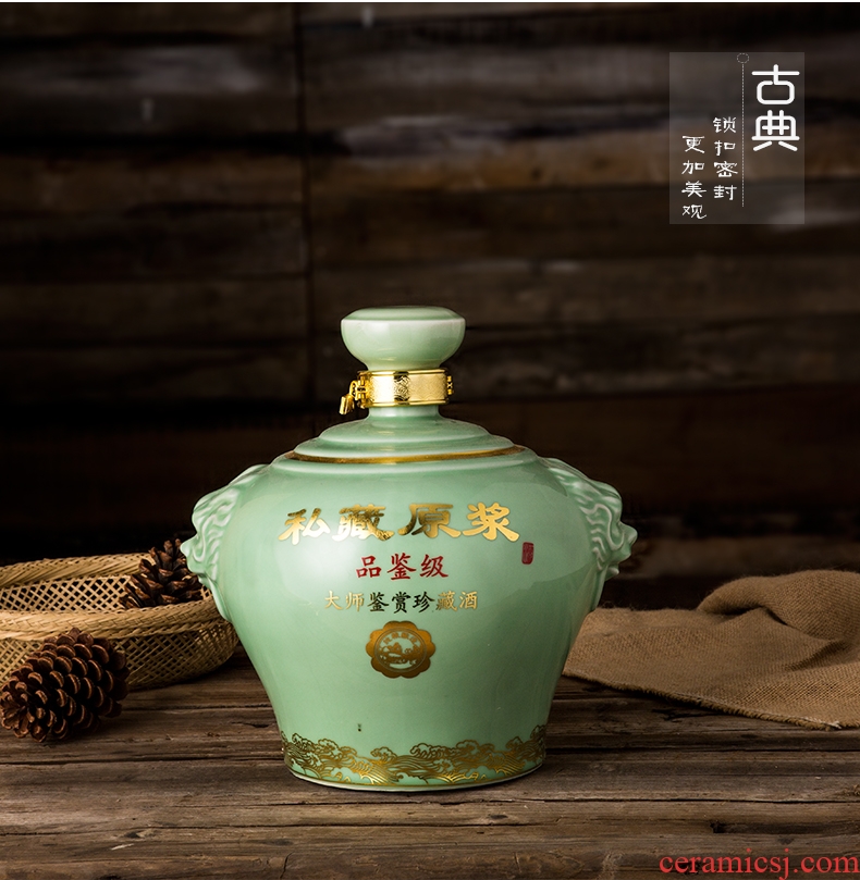 Xin MAO ceramic bottle 2 jins of 3 kg 5 jins of 10 jins to jingdezhen ceramic wine jar hip jugs seal wine