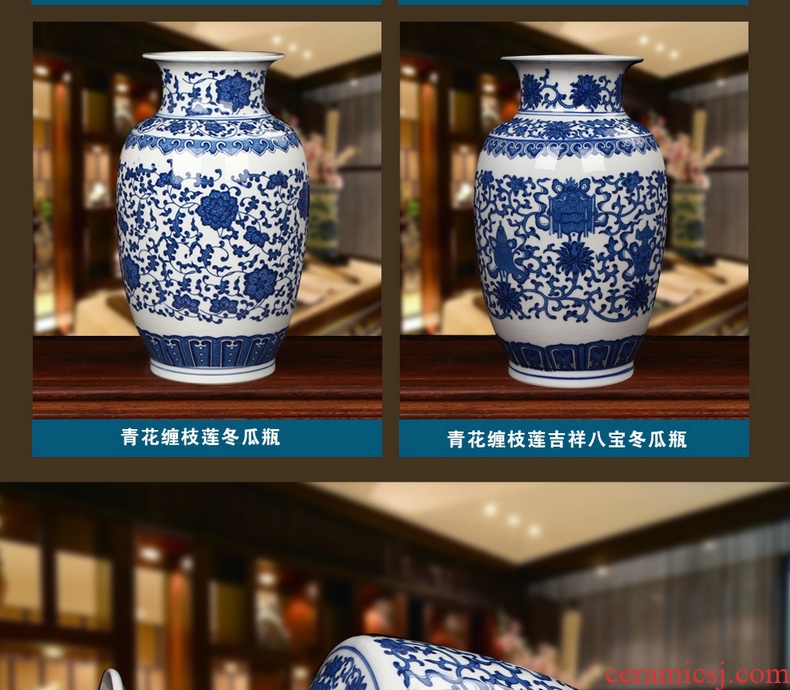 Antique blue and white porcelain in jingdezhen ceramics vase household adornment of I sitting room process fashion furnishing articles