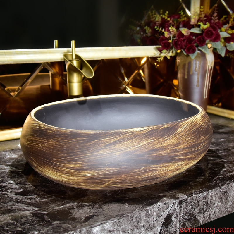 On the ceramic basin round art basin continental basin is the basin that wash a face small family toilet lavabo, household
