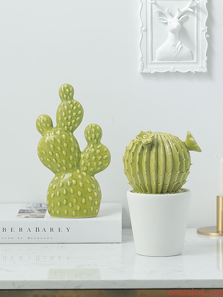 Nordic ins wind cactus furnishing articles sitting room furniture creative move office ceramic plant desktop ornaments