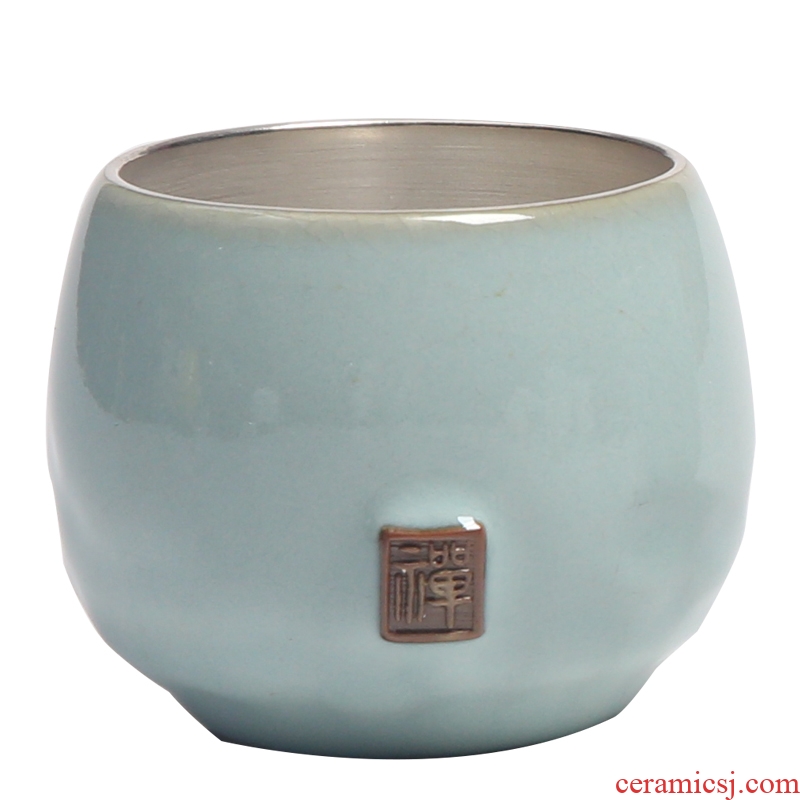 The Product of the ruzhou your up porcelain remit coppering. As silver mine loader silver cup sample tea cup ceramic personal master cup by hand