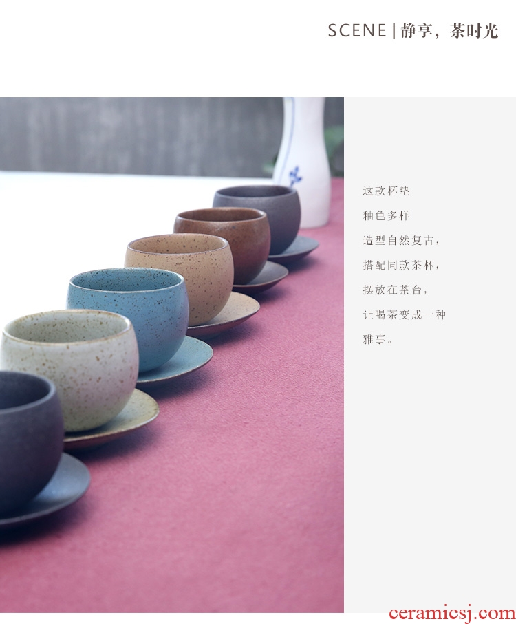 The Product porcelain sink coarse pottery small circular cup mat checking ceramic tea tea tray was retro tea tea accessories
