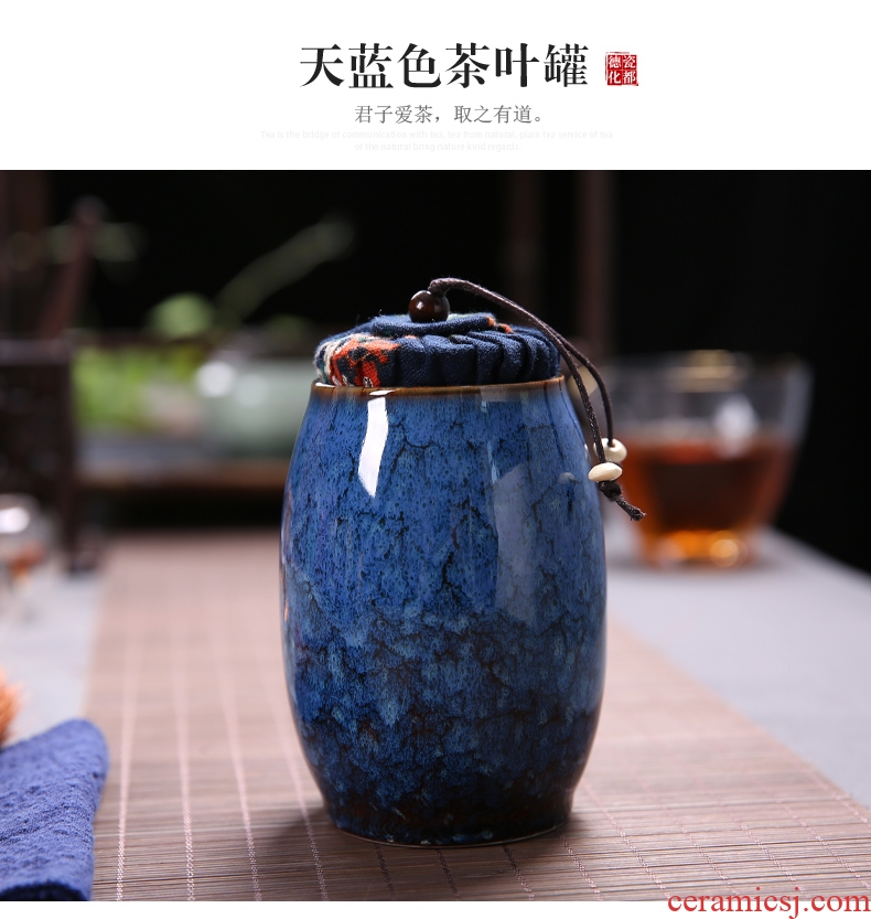 Passes on technique the up up ceramic seal pot POTS with tea caddy fixings storage tank household puer tea pot linen cloth