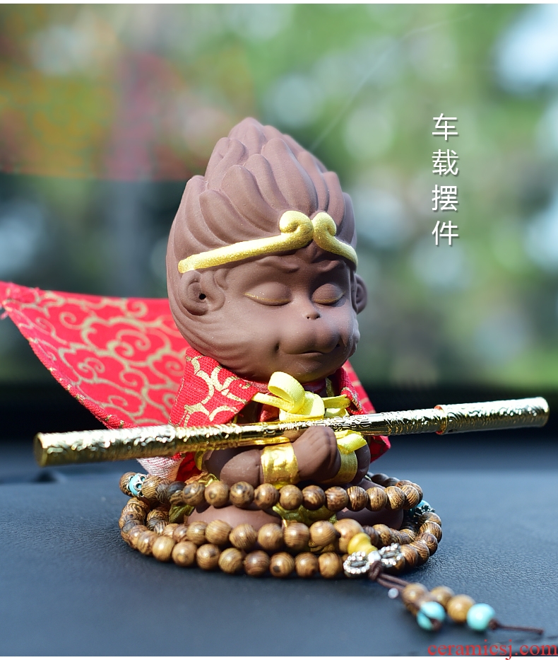 Tao fan back another purple sun wukong was zen tea can be kept monkeys ceramic tea pet furnishing articles, the young monk on - board