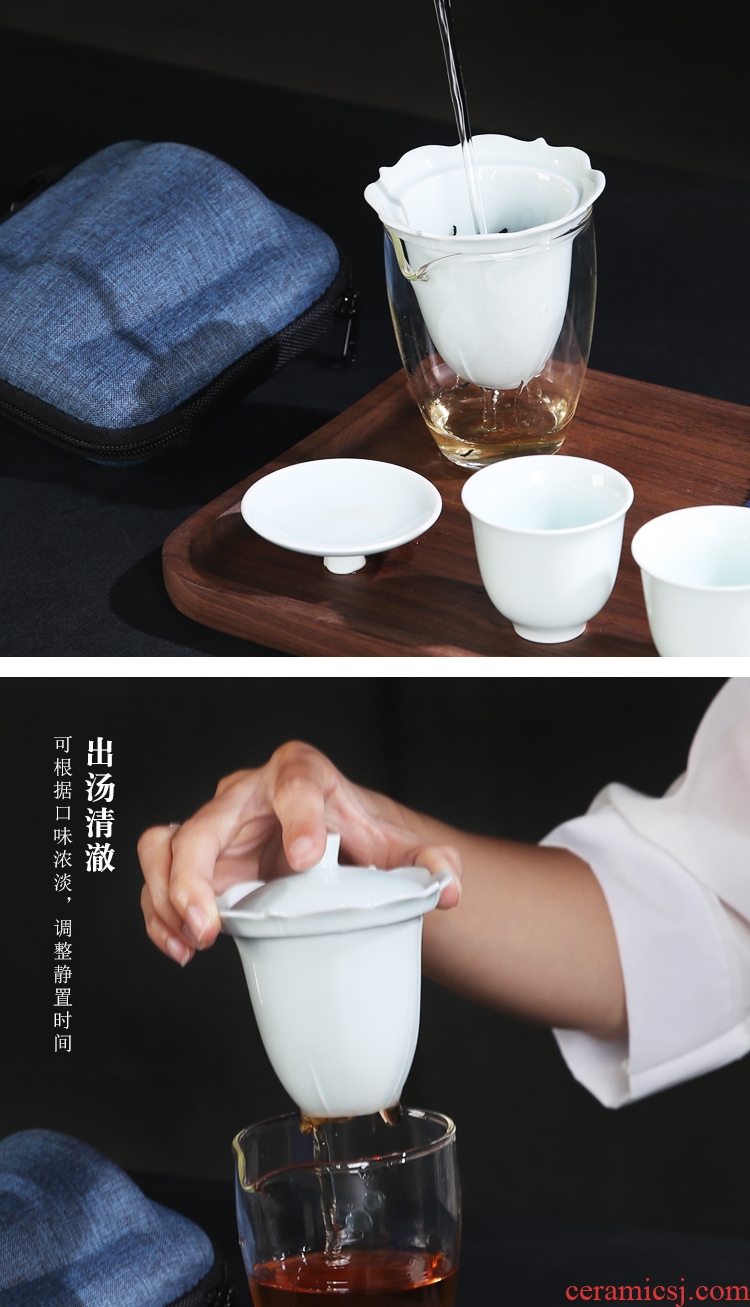 The Product celadon porcelain remit portable travel tureen crack filter glass "bringing a pot of three girlfriends ceramic tea set