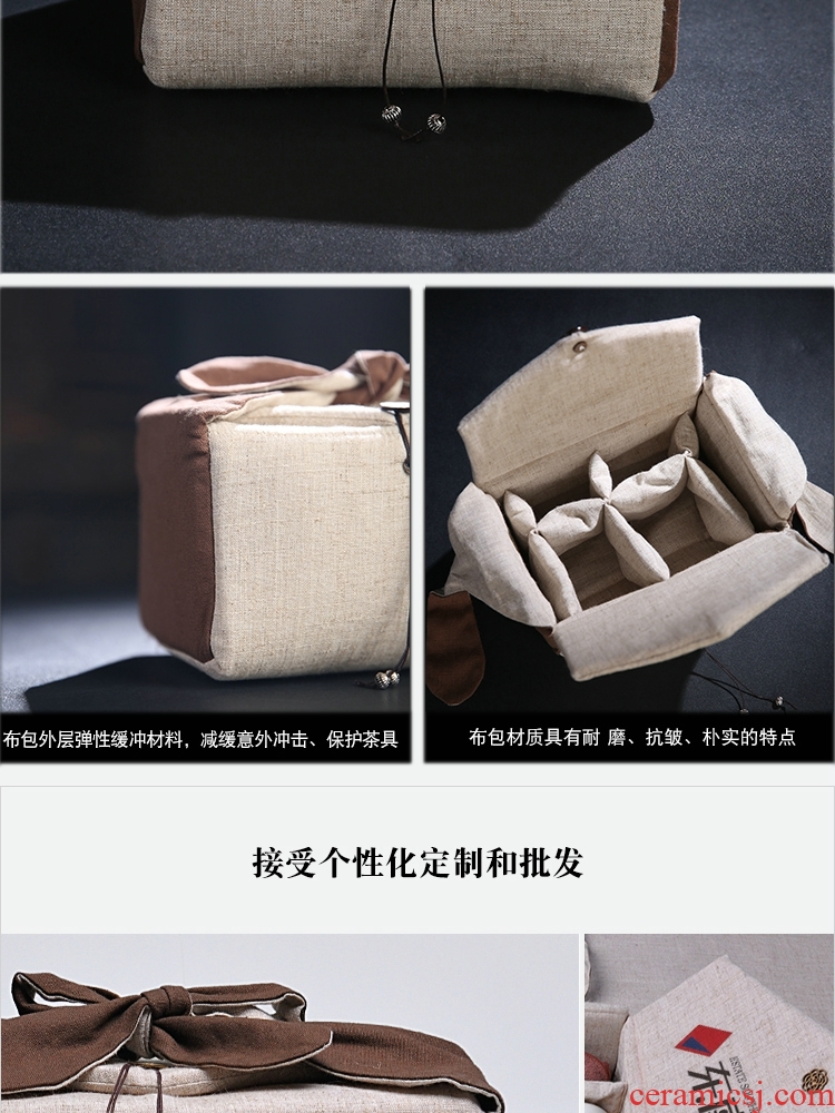 The Product of jingdezhen porcelain remit colored enamel tea sets travel carpet of portable is suing tea tea cloth