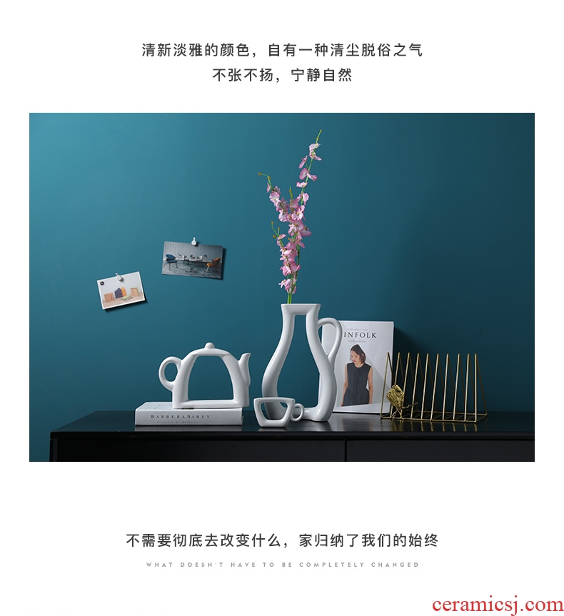 Nordic household contracted vase creative sitting room ark, study ceramic flower flower vase small pure and fresh and the teapot
