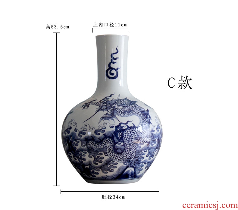 Blue and white porcelain of jingdezhen ceramics ceramic big flower flower adornment flowers in household porcelain mesa furnishing articles
