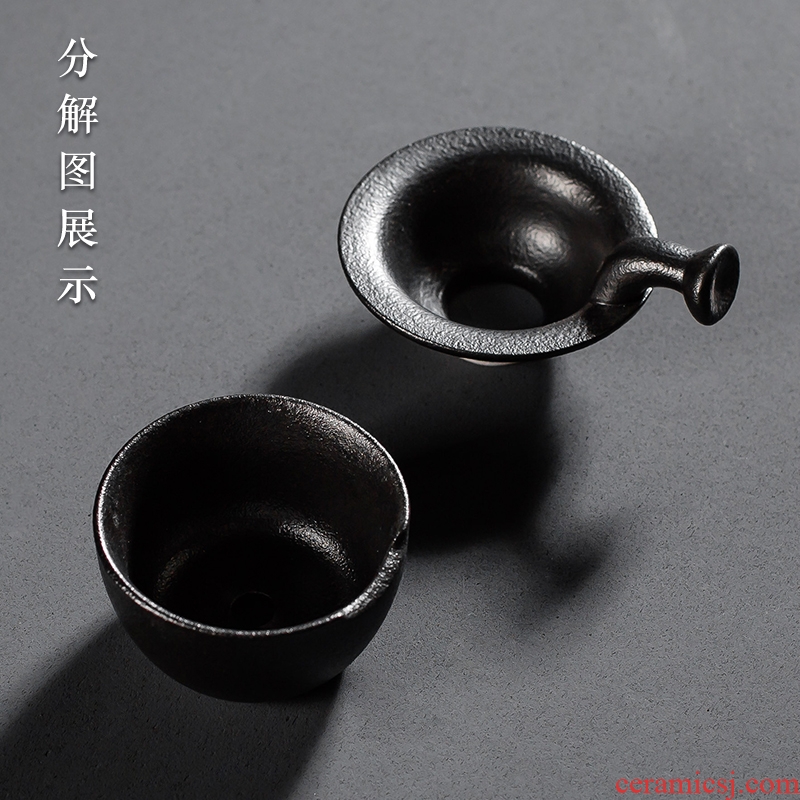 Like black pottery) coarse pottery tea filter filter the set of ceramic tea filter creative move kung fu tea accessories