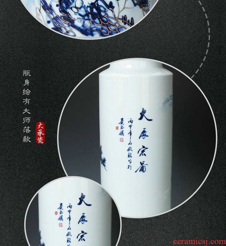 Blue and white see colour porcelain jingdezhen ceramics by hand unfolds the vase modern home furnishing articles