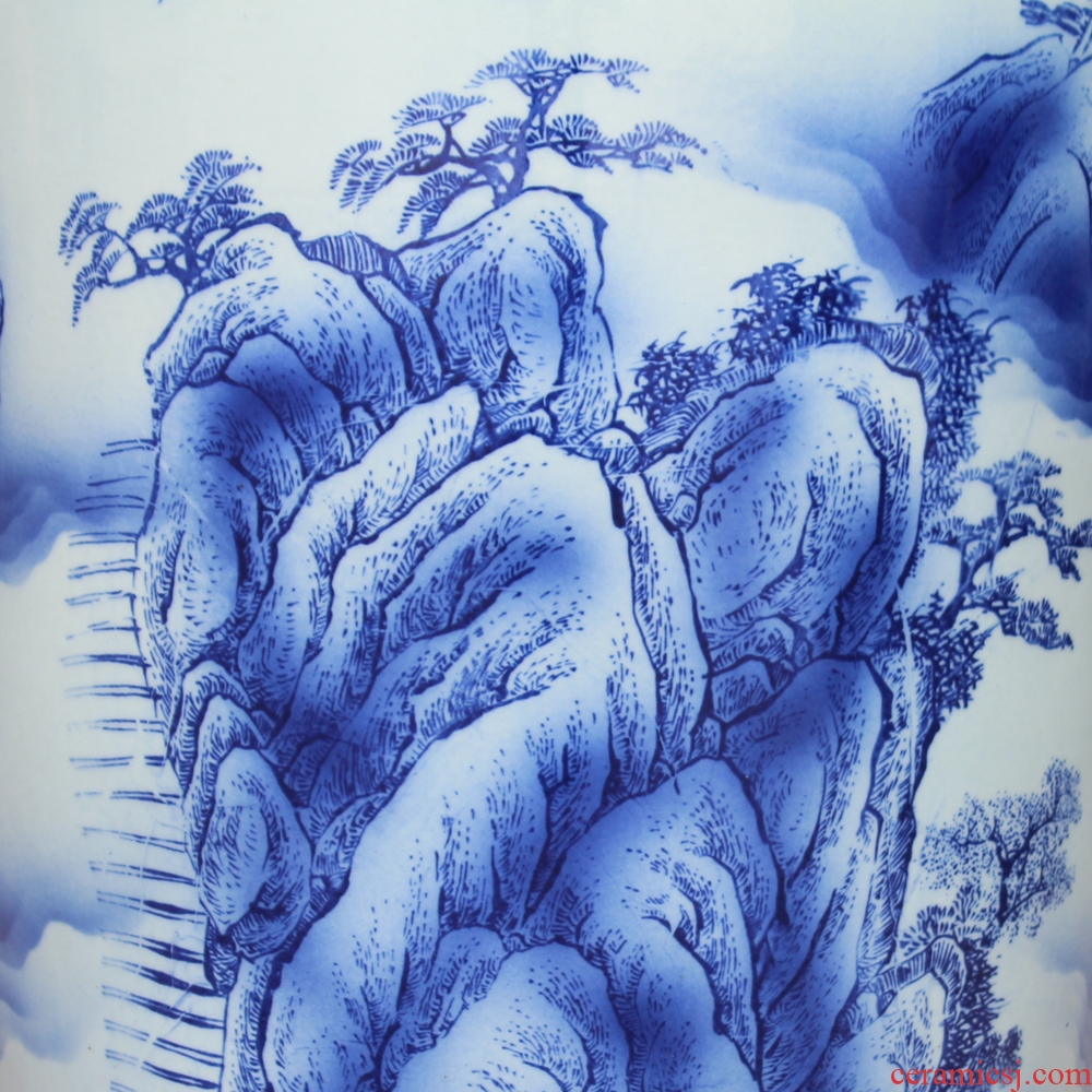 Jingdezhen blue and white landscape jin was the French ceramics vase classical Chinese style lobby sitting room adornment