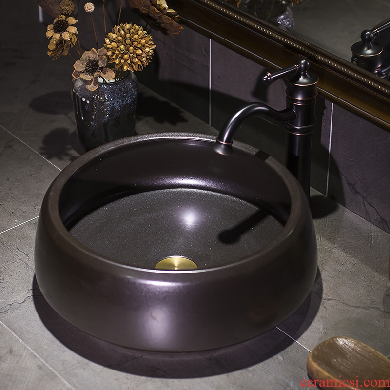 Jingdezhen ceramic art stage basin round antique Chinese style restoring ancient ways toilet lavabo balcony for wash basin