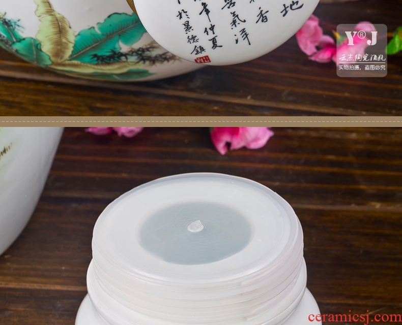 Jingdezhen ceramic jar 20 jins 30 jins 10 jins bottle barrels of wine bottle liquor jar of wine