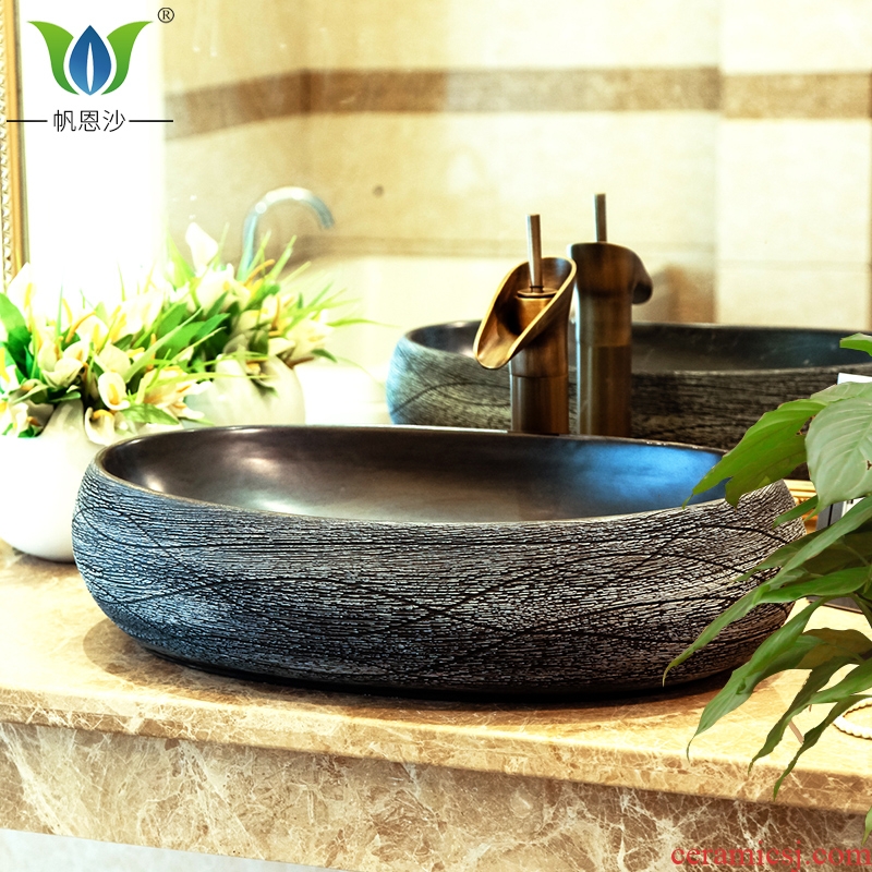 Restore ancient ways the stage basin to the oval ceramic art basin basin sink black big toilet