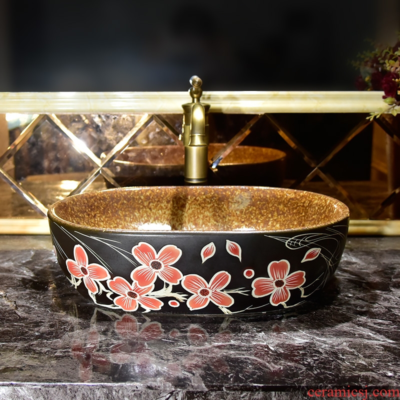 Retro art stage basin to jingdezhen ceramic sinks oval antique basin stage basin that wash a face to wash your hands