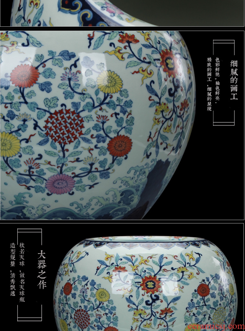 Jingdezhen high - end antique hand - made ceramics bucket colors apple pot vase collection decoration handicraft furnishing articles