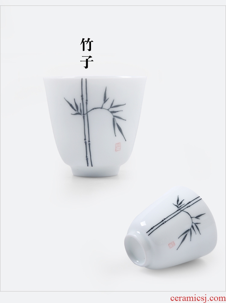 The Product porcelain sink dehua white porcelain ceramic art hand - made fragrance - smelling cup flowers and the plants pure and fresh tea cup manual sample tea cup