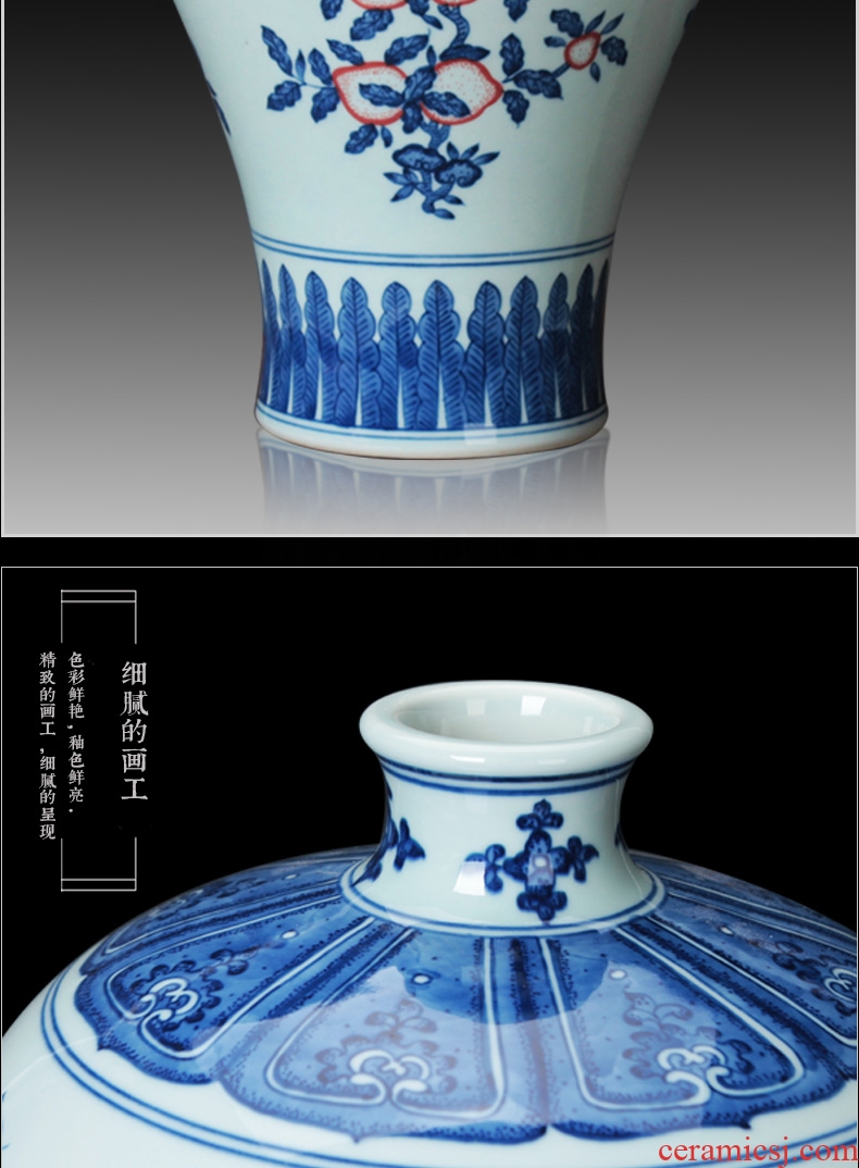 Jingdezhen ceramics vase hand - made porcelain youligong hongshan GuoMei bottles of modern Chinese style household decoration furnishing articles