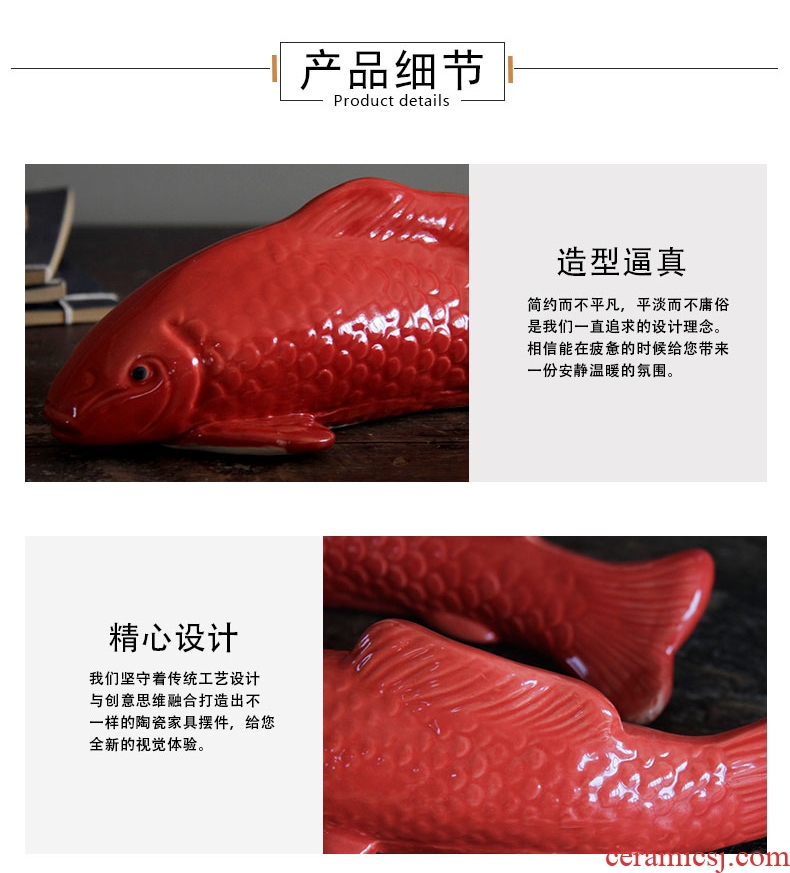 Jingdezhen ceramic red fish creative metope adornment stereoscopic wall act the role ofing is hanged adorn background wall hanging wall act the role ofing sitting room adornment