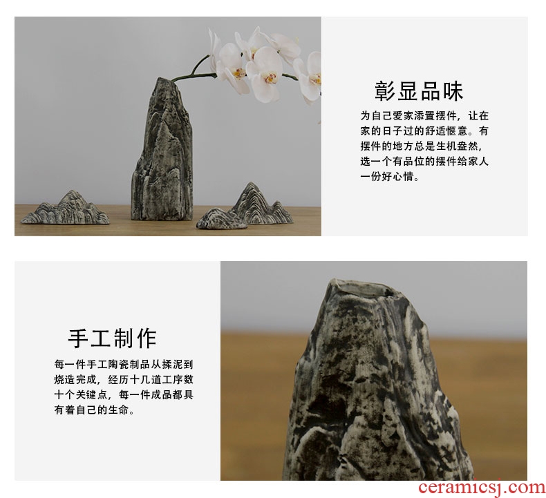 Chinese stone jingdezhen manual creative ceramic flower implement furnishing articles artistic move flower arranging flower rockery ornaments