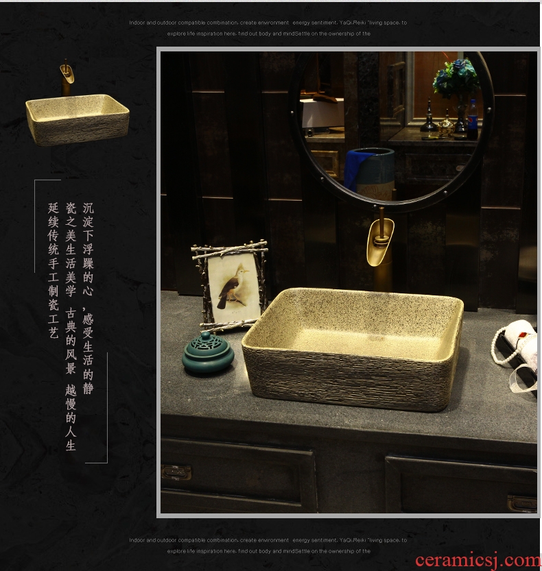 Bathroom ceramic lavatory basin of new Chinese style restoring ancient ways art square sink basin stage basin of the pool that wash a face