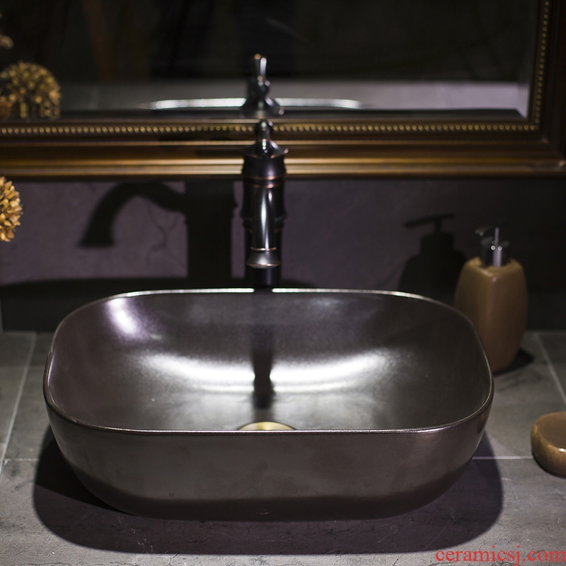 Ceramic thin black stage basin bathroom with idea gourd shape metal glaze lavatory sink basin