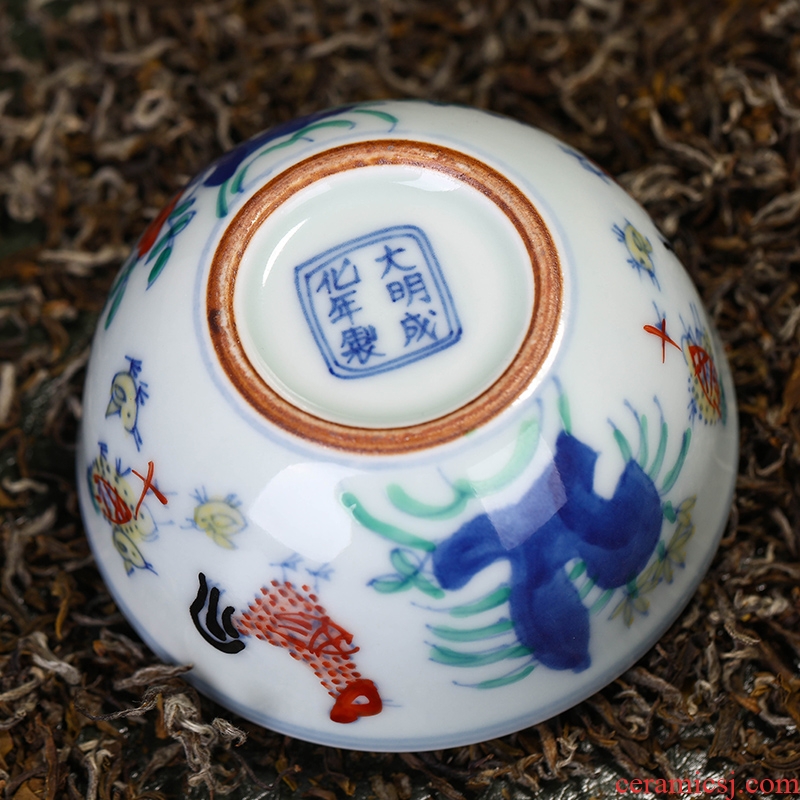 Jingdezhen ceramic cups archaize of kung fu tea set sample tea cup in the bucket cylinder cup single cup chicken box