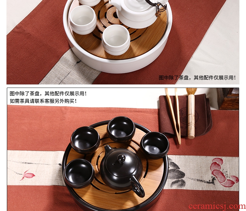 Dry terms plate of small bamboo tea tray was Japanese kung fu tea tea water Dry mercifully round ceramic tray is contracted