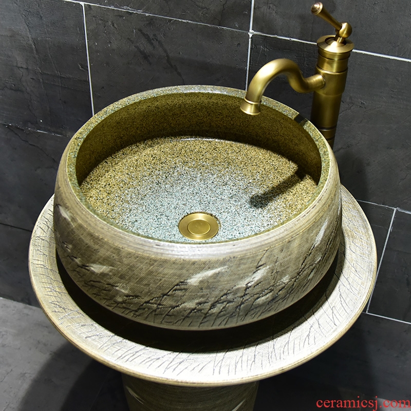 Ceramic column basin bathroom sink sink the pool that wash a face simple floor balcony one wind reed