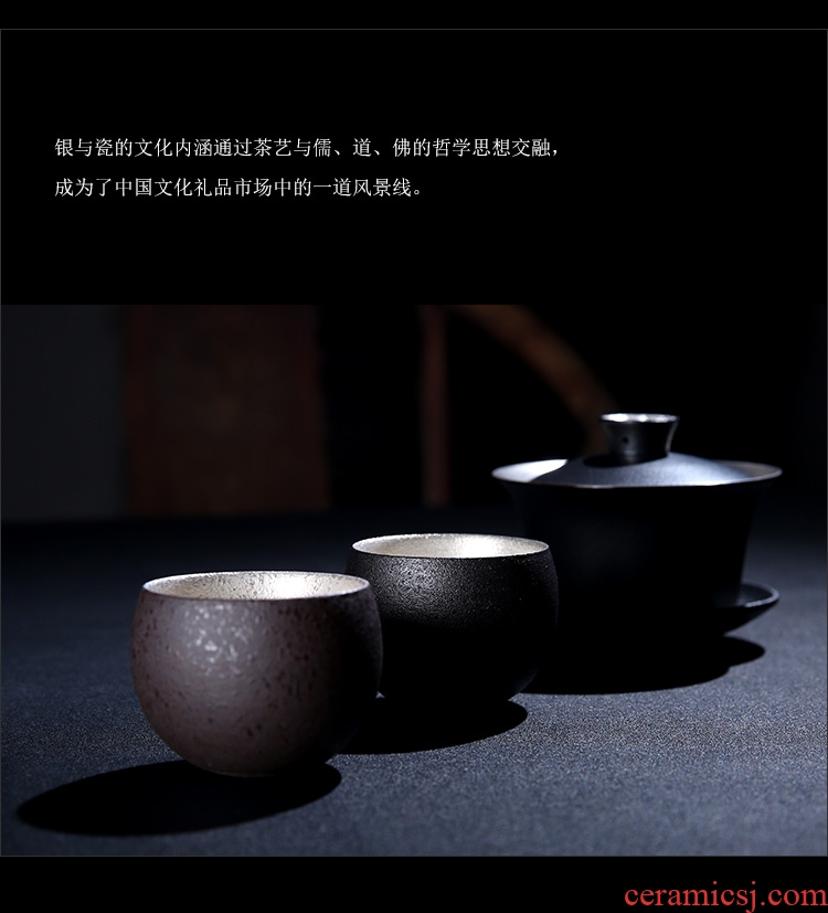 Tasted silver glaze porcelain remit blessing tureen tea sets ceramic three bowl not gift kung fu tea cups
