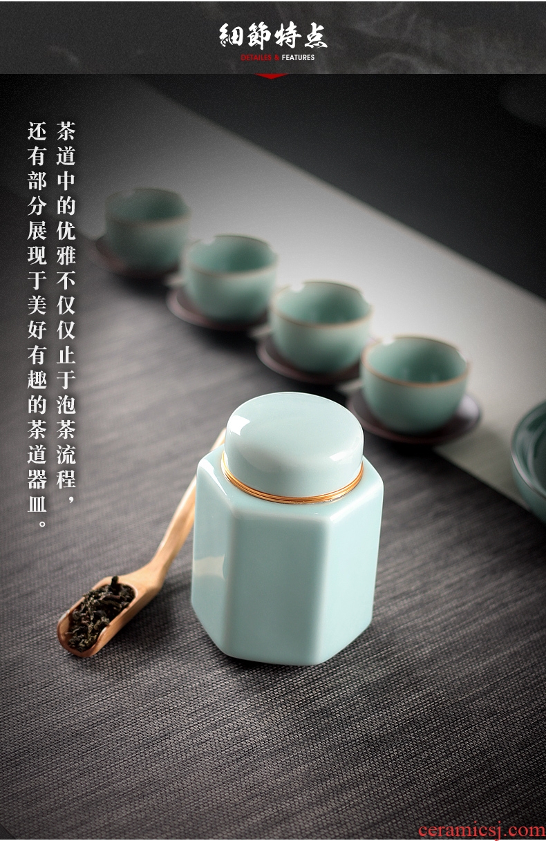 Caddy fixings ceramic seal household storage POTS tea accessories receives POTS sealed storage jar of longquan celadon