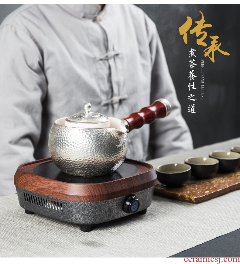 Qin Yiliu silver craft ceramic boiled tea machine side teapot vintage Japanese household electric TaoLu teapot by hand