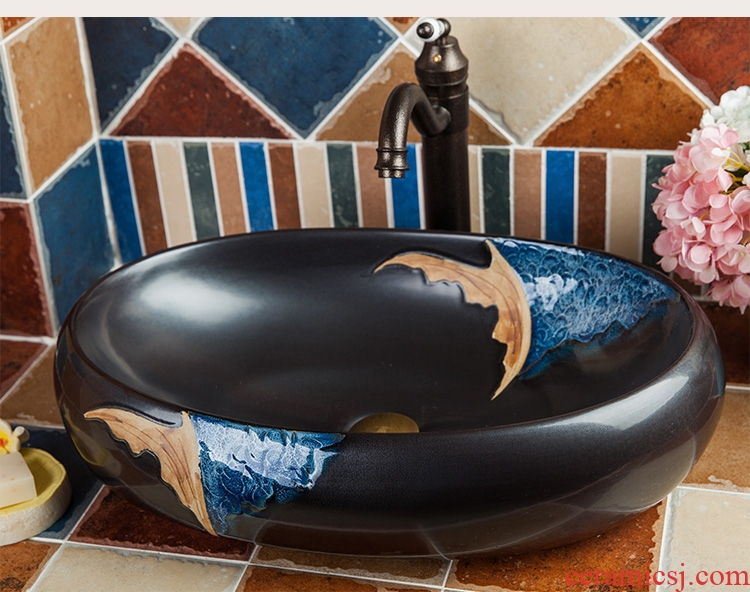 Porcelain ceramic lavabo lavatory toilet stage basin to oval contracted retro art basin that wash a face
