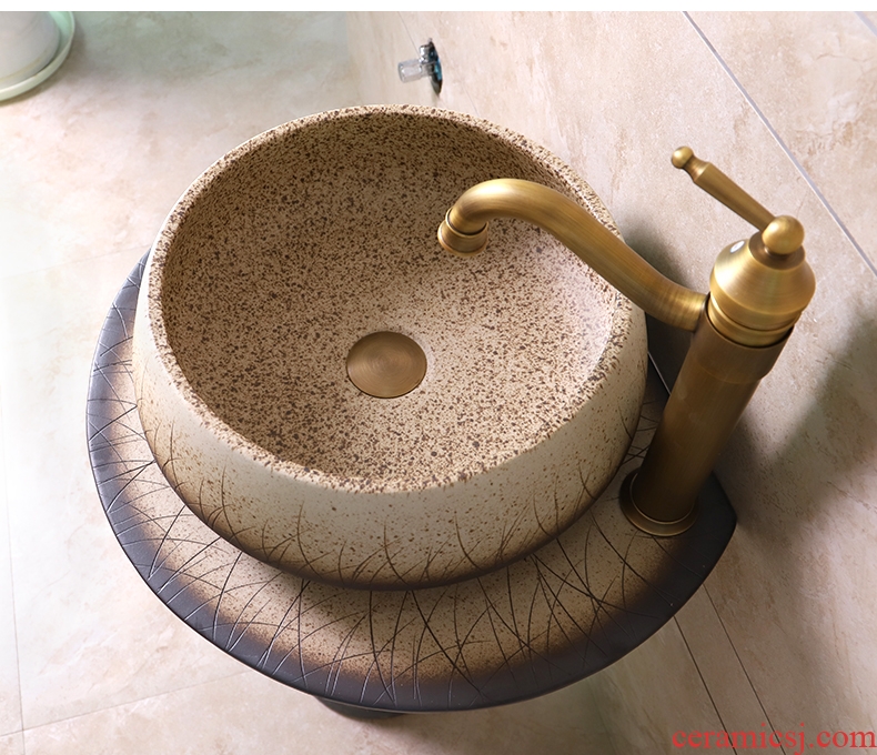 Pillar basin which contracted Siamese toilet on floor balcony ceramic art basin sink basin