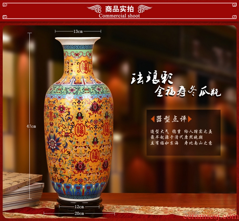 Antique Chinese jingdezhen ceramics enamel Mosaic gold live vases bottles of fashion home decoration crafts