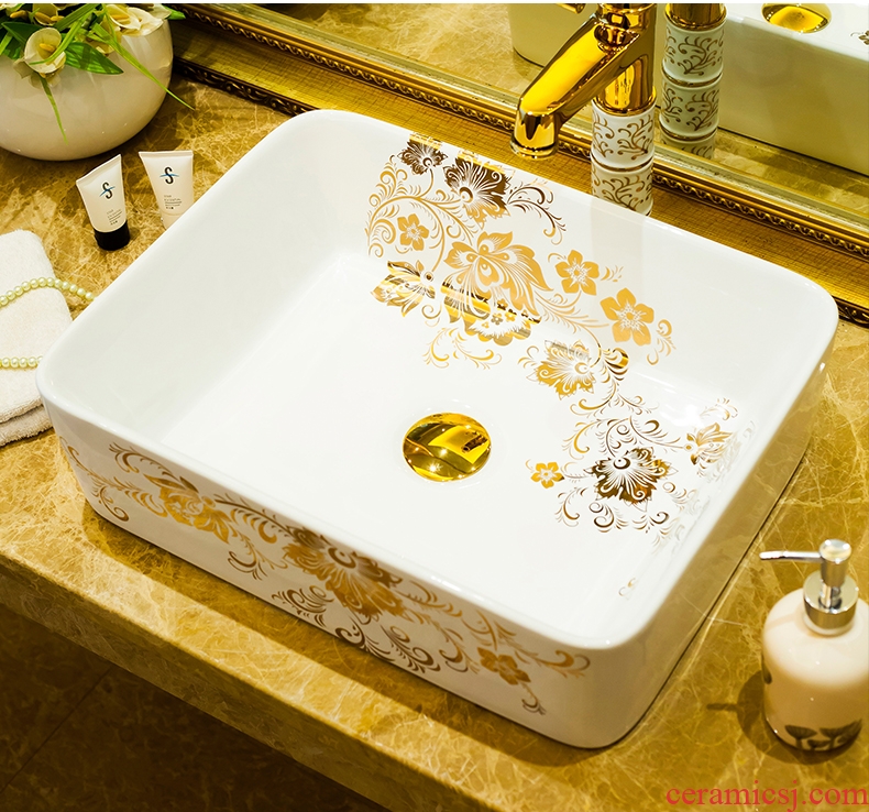 Ceramic basin basin European - style lavabo stage basin of household toilet wash basin rectangular art basin