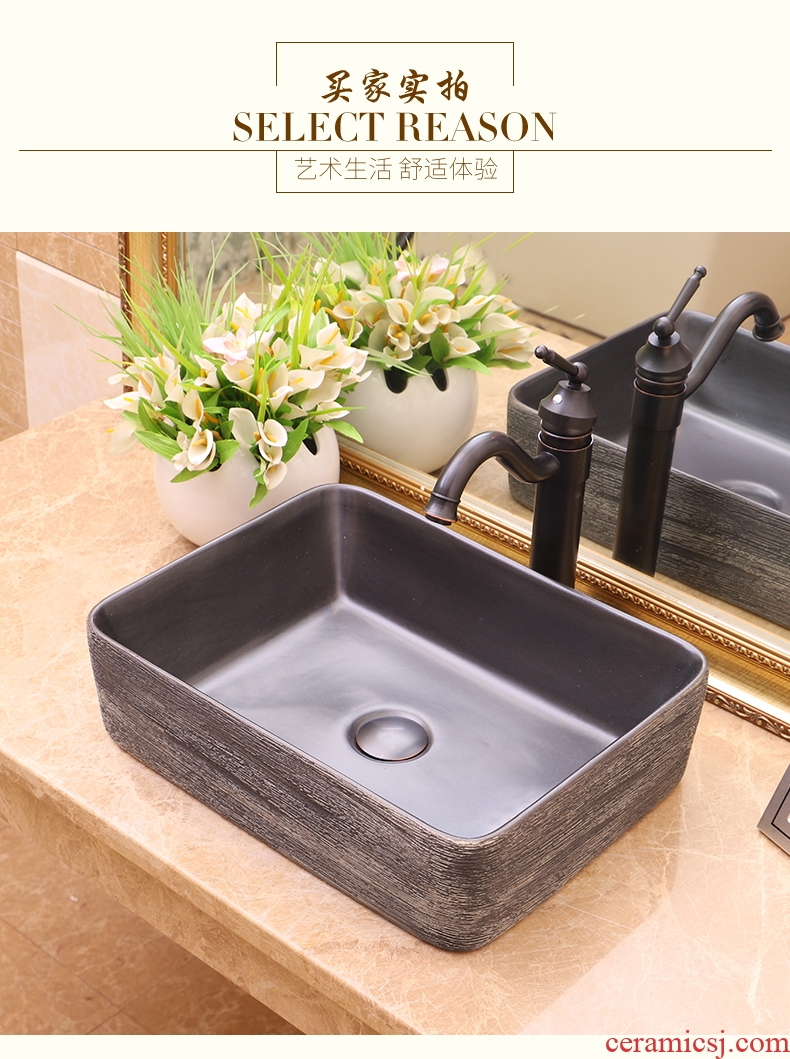 Square table basin of continental lavabo black frosted the basin that wash a face ceramic lavatory toilet wash gargle