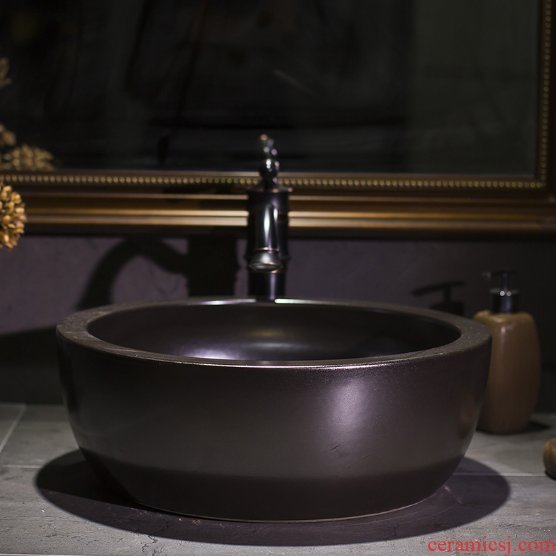 Black antique metal glaze art stage basin sink toilet bowl lavatory household ceramic wash basin