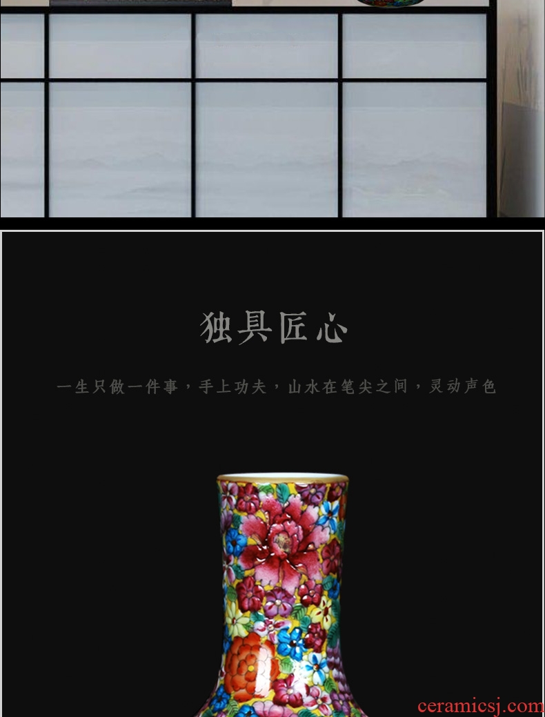 Jingdezhen porcelain vases, antique hand - made colored enamel flower vases, study on the celestial sphere small craft collection furnishing articles