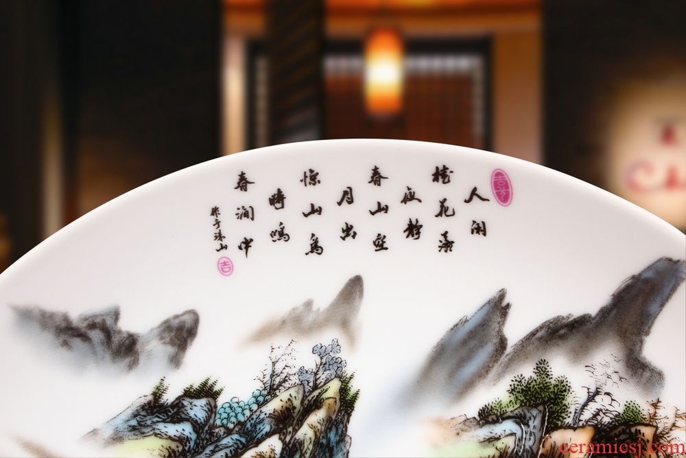 Jingdezhen ceramics powder enamel ink painting landscapes by faceplate hang dish furnishing articles of Chinese style household decorative plate